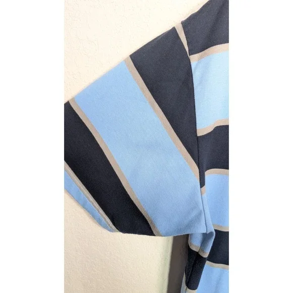 Vintage Y2K Vato Loco Polo Shirt Blue Stripe 2X Short Sleeves - Picture 4 of 6